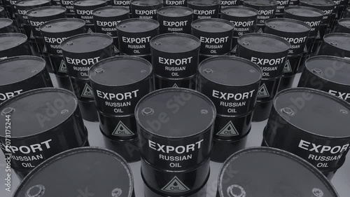 Repeating oil barrel pattern representing commodity markets, energy supply and industrial production. Ideal for financial media. Seamless loop animation, part of collection. 4k, Ultra HD 3840x2160