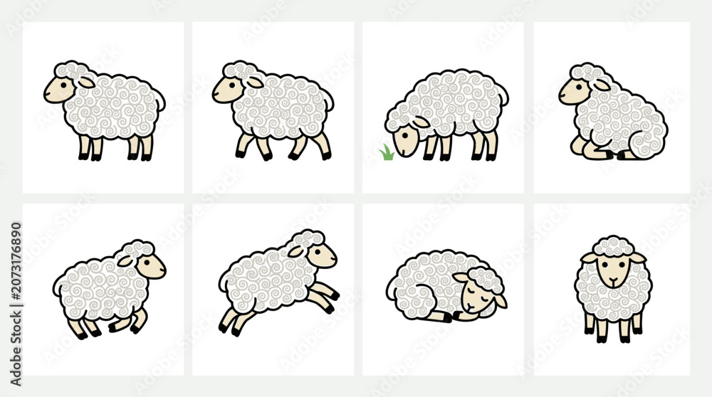 Obraz premium Sheep in Various Poses.