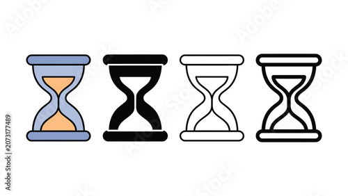 Four different hourglass icons in various colors and styles side by side