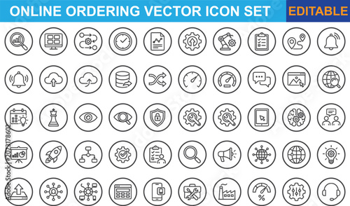 Tableau sur toile Editable online ordering vector icon set for business and e-commerce