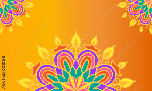 Traditional Indian celebration background with detailed mandala pattern for flyers, posters and event marketing