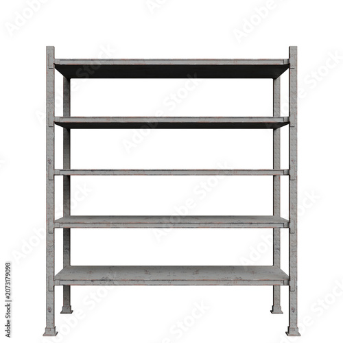 Empty Industrial Metal Shelving Unit