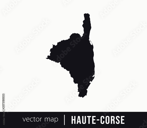 Haute-Corse department map silhouette vector. Clean geographic outline of the French territorial division, ideal for cartography, travel, education, regional analysis, and location-based design projec
