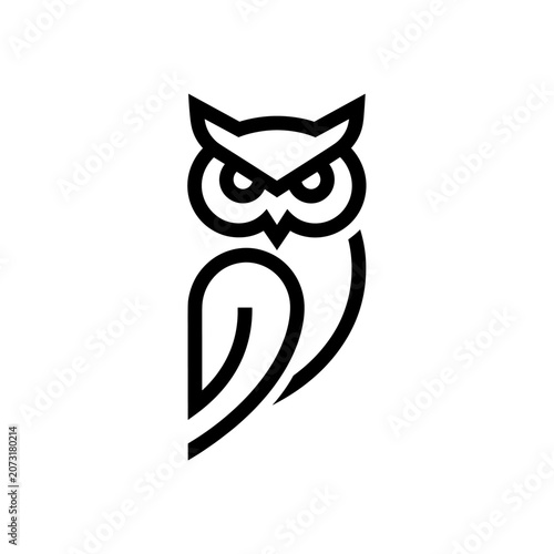 Minimalist black and white owl icon vector illustration design.