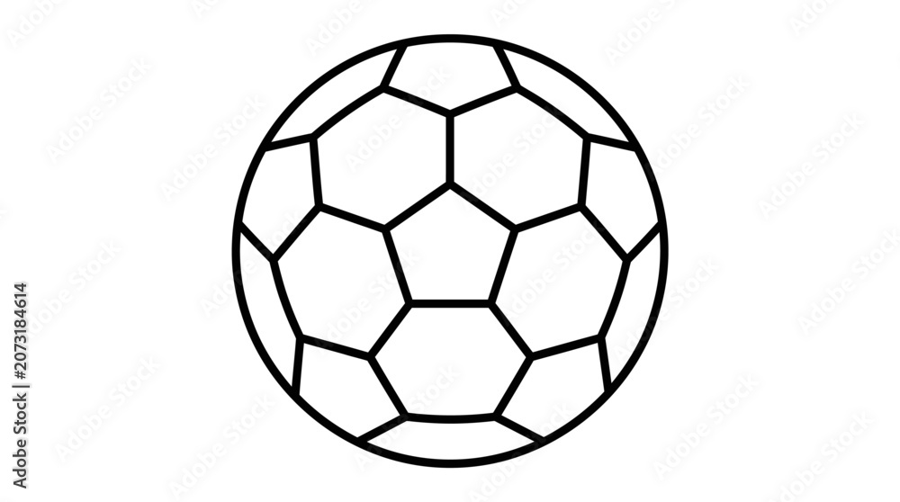 Naklejka premium Minimal Soccer Ball Outline Icon Vector Illustration
