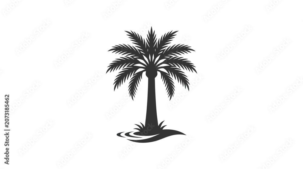 Obraz premium Black silhouette of a palm tree.