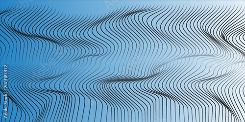 Abstract Blue Wavy Lines Background With Flowing Curves and Modern Gradient Pattern