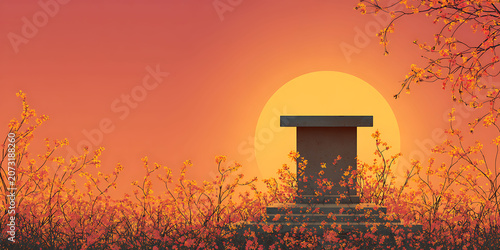 Beautiful natural background of flowers, podium, space for advertising. Greeting card. Health, beauty, life, flora. For designers, advertising, IT.
