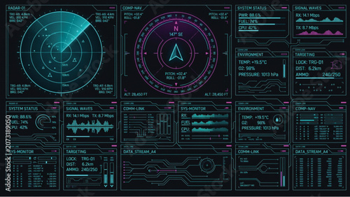 set, element, micrographic, futuristic, cyber, technology, collection