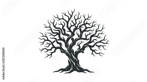 Canvas Print Dead tree with bare branches silhouette.