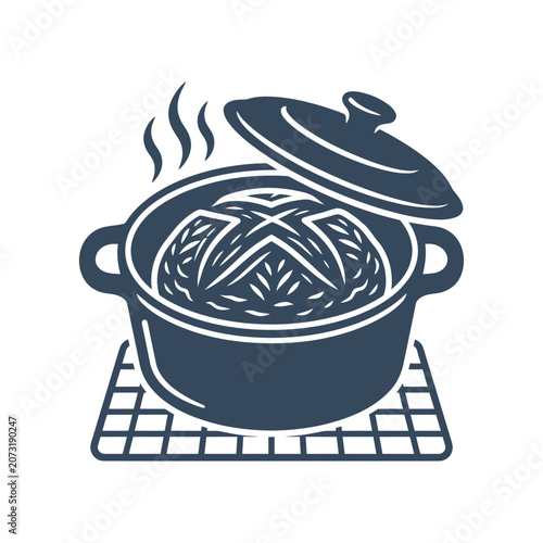 Photos Steaming hot pot with food inside.