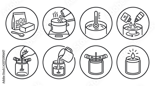 Photos Candle making process step by step diy instruction icons