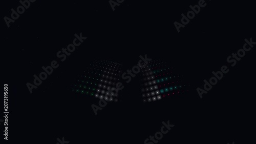 Animated particle wave network background visualizing digital data flow and technology communication, featuring abstract connection structure for innovation, analytics and system concept.