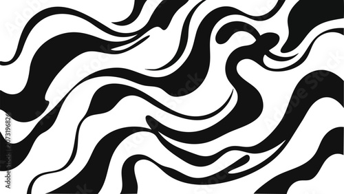 Abstract Black and White Flowing Liquid Waves Pattern Minimalist Graphic Design Background