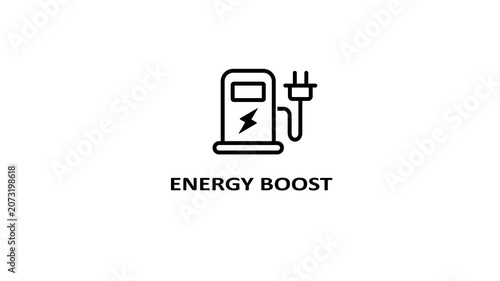 Battery charging animation with lightning bolt and energy boost effect loopable power