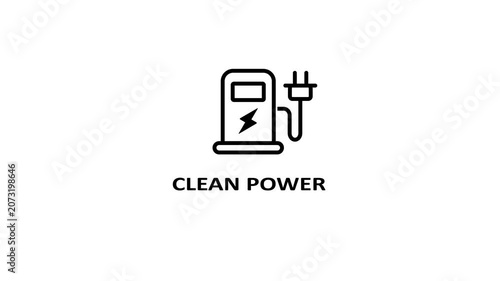 Dynamic clean energy charging animation with lightning bolt and power symbol renewable power