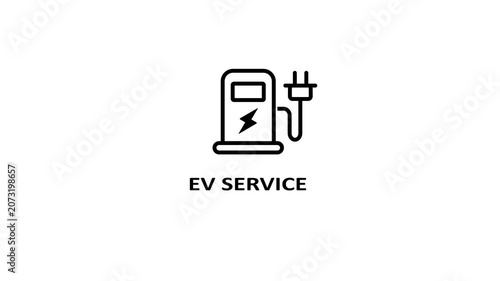 Electric vehicle charging animation ev service loop with lightning bolt, clean energy motion