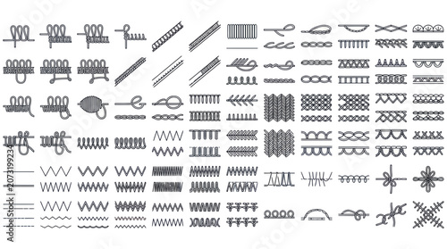 Photos Sewing machine stitch types and hand embroidery pattern set