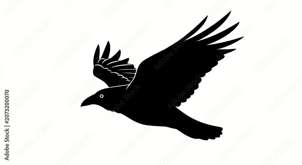 Obraz premium Silhouette of a flying crow