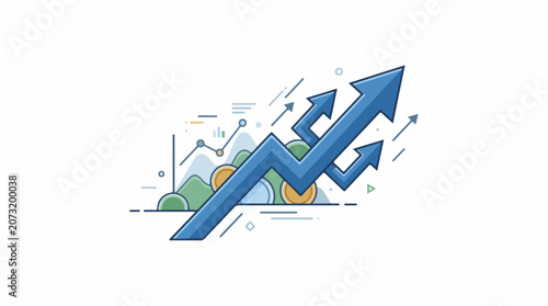 A blue arrow pointing up