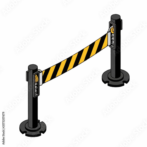 Tableau sur toile Black and yellow retractable belt barrier.