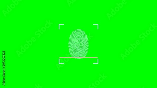 Fingerprint scan on green screen for identity verification and security