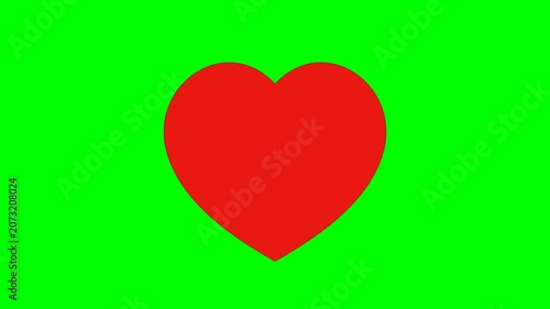 Red Heart Graphic Animated Loop on Chroma Key Green Screen Background