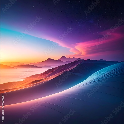 Vibrant desert sand dunes at sunset.
