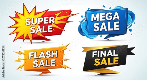 Vibrant Collection of Promotional Sale Banners Advertising Discounts and Special Offers