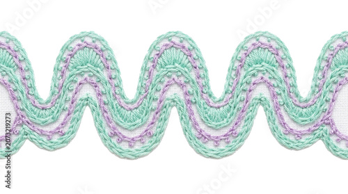 Wave embroidery border isolated on transparent background