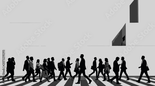Tablou pe pânză People walking across a crosswalk.