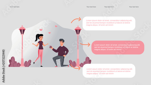 Foto Man Proposing to Woman with Engagement Ring Illustration