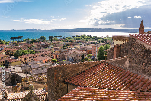 Fotografie Bolsena, Viterbo, Italy - Aerial View of The Medieval Town and Lake from the Cas