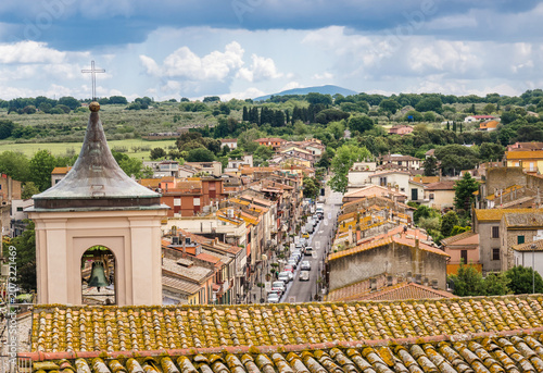 Fotografie Capodimonte, Viterbo, Italy: Aerial View on the Roofs of the Village on the Bols