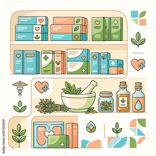 Herbal medicine books and natural remedies.