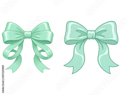 Mint green bow tie isolated on transparent background