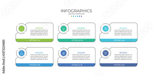 Timeline infographic template. 6 Step timeline journey, calendar Flat simple infographics design template.