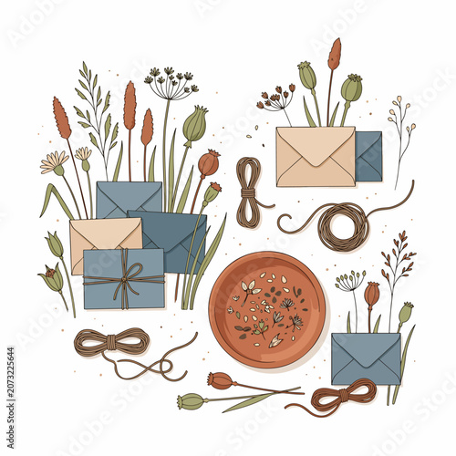 Packaged gifts with floral decorations and ribbons.