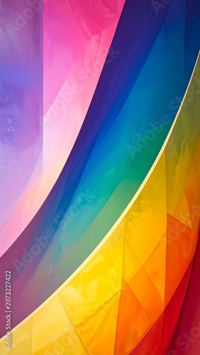 Vibrant colorful geometric curved shapes.