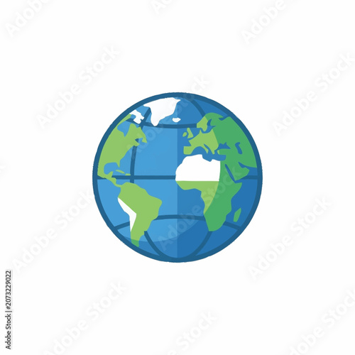 Colorful illustrated globe with continents and oceans.