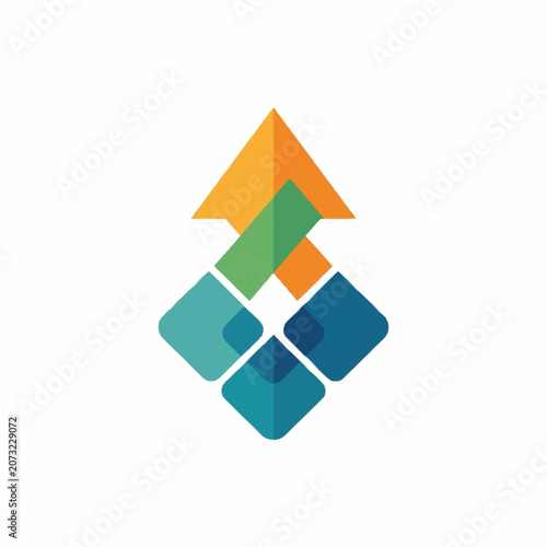 Colorful Abstract Geometric Arrow and Diamond Logo Design.