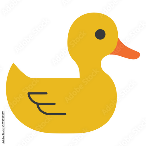 Simple, cheerful yellow rubber duck on a clean white background