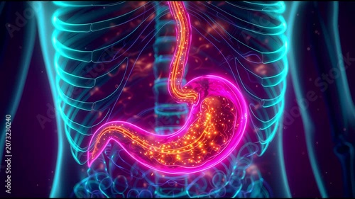 Acid Reflux Heartburn and Stomach Disease Animation. 4K Video