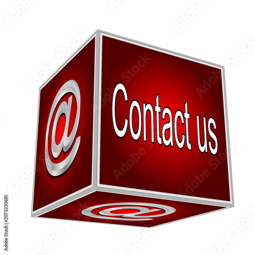 Cube with contact us - 3D illustration