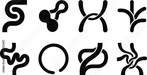 Abstract Organic Shape Logo Icons Set with Minimal Curved Geometric Symbol Collection