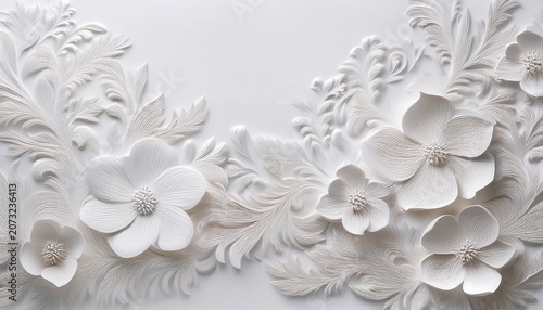 a white paper background adorned with delicately embossed flowers a textured floral pattern that combines elegance with simplicity