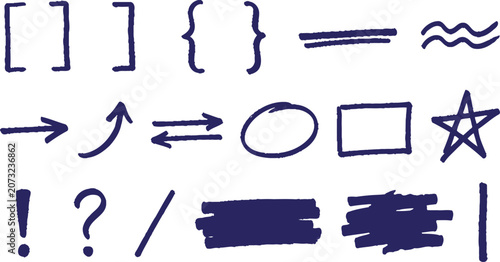Hand Drawn Basic Shapes And Symbols On White Background Illustration