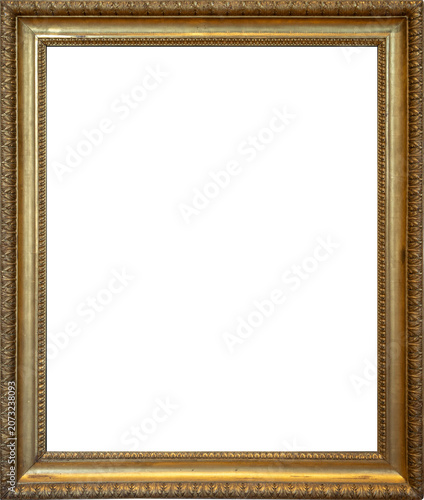 Antique Carved Wooden Picture Frame Isolated on Transparent Background