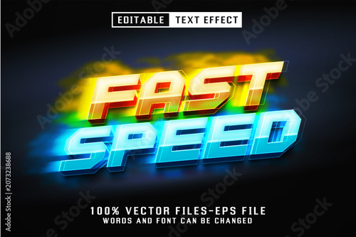 Fast speed 3d text effect. editable text effect premium vectors
