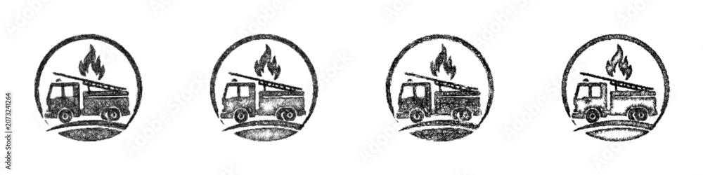 Fototapeta premium Monochrome sketch firefighter logo design set